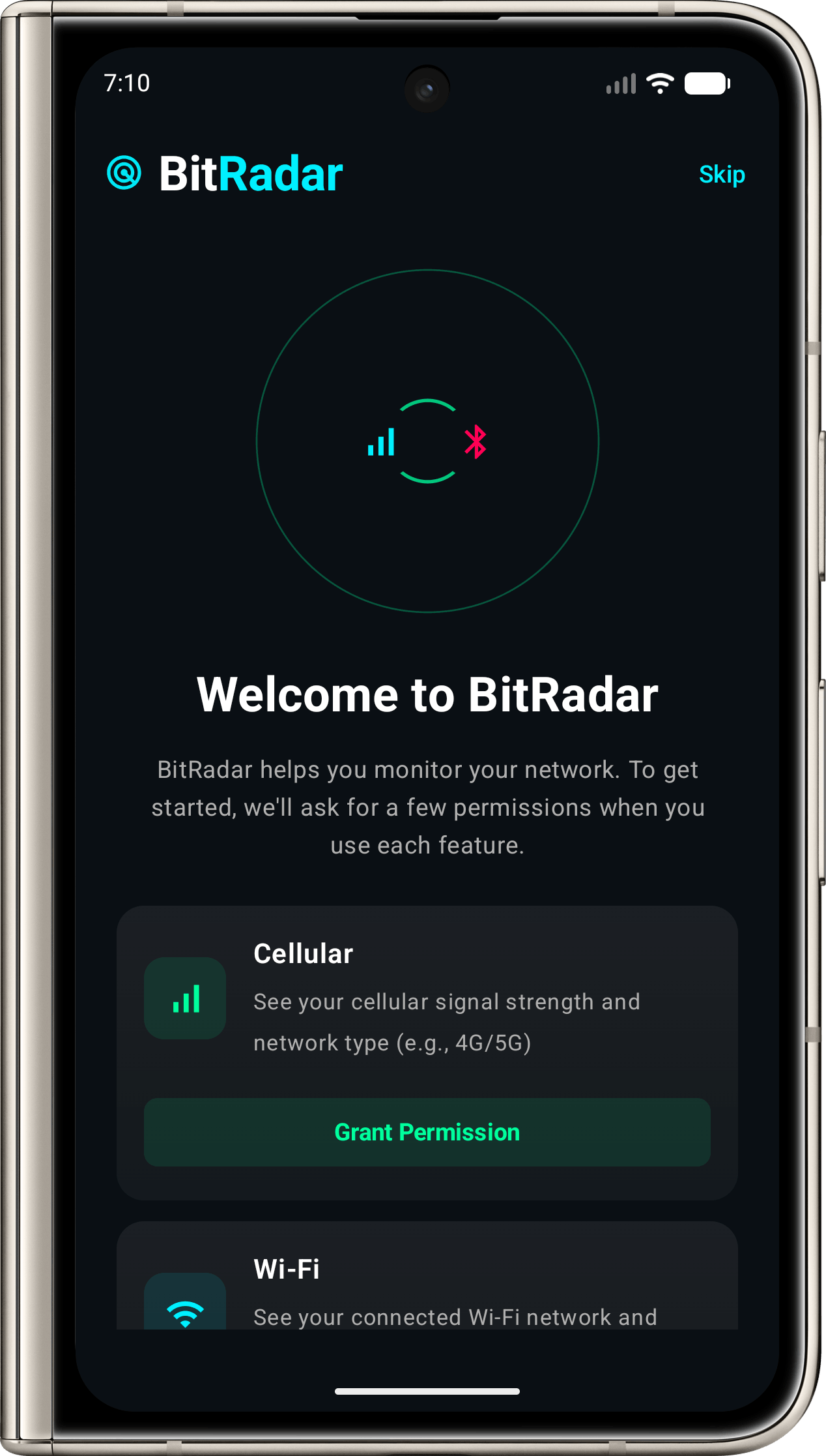 BitRadar Welcome Screen
